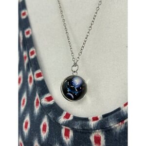 Galaxy Orb Pendant Necklace Silver Chain Space Aesthetic Cosmic nwot